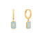 Powder Blue Enamel Emblem Gold Hoop Earrings